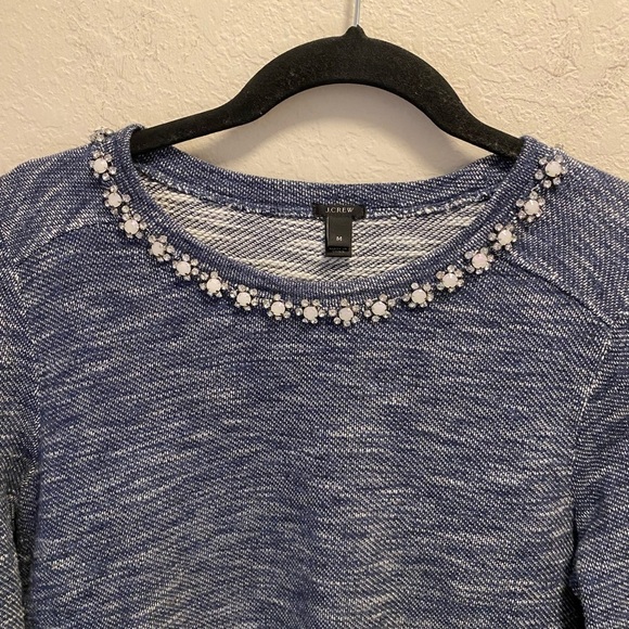 J. Crew Jewel Neck Navy Sweater - Picture 6 of 10